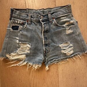 Levi's button fly  Distressed Denim Jean Shorts